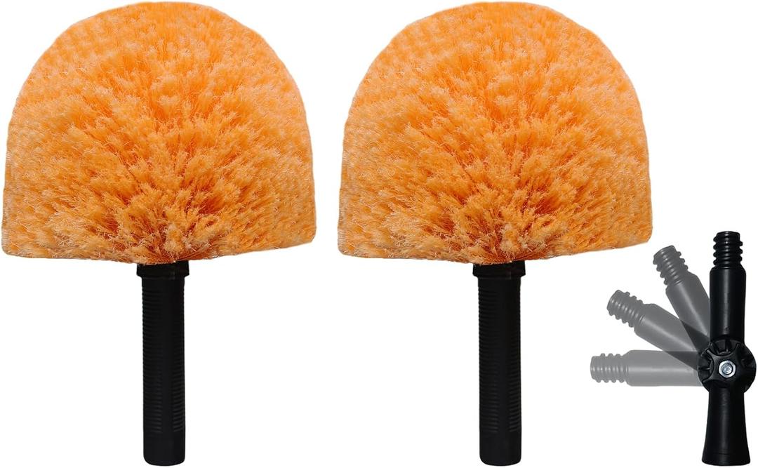 2 Pack Tockrop Twist-On Cobweb Duster Head Brush  High Efficiency Spider Web Brush with Universal Joint for Outdoor & Indoor Corner Web Cleaning  Fits Standard Acme Threaded Poles  Brush Head Only
