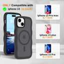 3 x Hualele Magnetic for iPhone 15 Case, Compatible with MagSafe, Military Grade Dropproof Translucent Matte Back Cute Curly Wave Edge Slim Phone Case for iPhone 15, Black