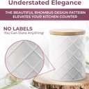 Pebble & Stem White Metal Canister Set for the Kitchen Counter, Food Canister Set of 4, Airtight Lids, Sugar and Flour Containers for Countertops, Coffee and Tea Storage, Farmhouse Decor