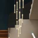 12-Lights Chandelier LED Dimmable Chandeliers for Entryway Flush Mount Ceiling Pendant Light Fixture Crystal Chandeliers for Living Room Gold Finished Lighting Modern High Ceiling Chandelier