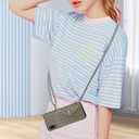 Compatible with Samsung Galaxy A02 Wallet Case with Crossbody Shoulder Strap and Stand Leather Credit Card Holder Cell Accessories Lanyard Phone Cover for A 02 5G 02A Ao2 M02 Women Grey