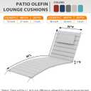 Sundale Outdoor Olefin Quilted Lounge Cushion Set of 2, Patio Foldable Chaise Lounger Cushion, Water-Resistant Lounge Chair Pad with Straps Light Gray, 80 x 26 inches