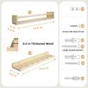 Floating Book Shelves for Wall, 23.6" Natural Wood Nursery Shelves for Book Storage, Solid Pine Wooden Floating Bookshelf for Bedroom Living Room, Set of 2+1, Unfurnished - DIY