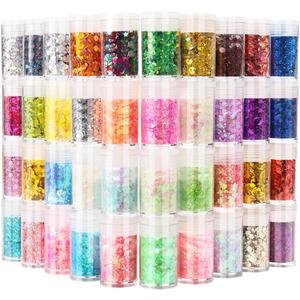 Holographic Glitter for Crafts, Chunky and Fine Mix, Set of 40 Colors, Cosmetic Face Eye Hair Body, Iridescent Nail Art, Resin Glitter for Tumbler Cups Slime Making