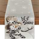 Artoid Mode Grey Snowman Snowflake Let it Snow Christmas Table Runner, Seasonal Winter Kitchen Dining Table Decor for Home Party Indoor 13x36 Inch (Silver)