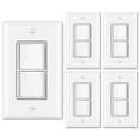 BESTTEN 5 Pack Double Light Switch, Single Pole, Combination Decorator Interrupters, 15A 120V, in-Wall On/ Off Switch, Dual Paddle Rockers, Wallplate Included, UL Listed, White