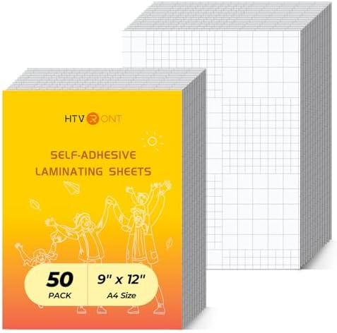 HTVRONT Self Adhesive Laminating Sheets - 50 Sheets, 4mil, 9 x 12 Inches Self Laminating Sheets, No Machine Needed Clear Laminating Sheets for Protecting Documents Photos Menus Stickers Book Cover