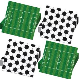 120pcs Soccer Napkins Soccer Party Decorations Soccer Ball Square Grass Sport Theme Disposable Paper Napkins Table Decor for Wold Cup Birthday Party Supplies