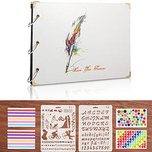 ThxMadam White Scrapbook Album Photo Book 10.6 x 7.48 Inch Wedding Guest Book Travel Memories Book with 60 Pages for 6x4 5x7 Photos Gift for Christmas Valentines Anniversary Birthday for Family Mum