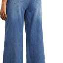 EMMIOL Women's Wide Leg Baggy Jeans Mid Rise Butt Lifting Stretchy Denim Pants 2026 BBL Boyfriend Back Patchwork Jeans (Medium)