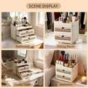 LBW Makeup Organizer for Vanity Countertop, 3-Tier Large Cosmetic Storage with 2 Drawers, Perfume Display Holder, Beauty Gift for Women (Cream)