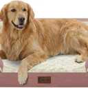 Orthopedic Dog Beds for Extra Large Sized Dogs, Waterproof Memory Foam XL Pet Bed with Sides 42x30Inch, Non-Slip and Egg-Crate Foam Big Dog Couch Bed with Removable Washable Cover, Pink