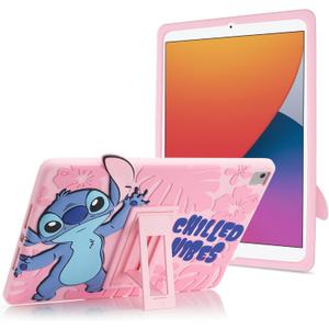 Disney Lilo & Stitch Kids IPad Case - 10.2 Case for iPad 9th, 8th & 7th Gen Tablets - Stand, Shockproof Silicone