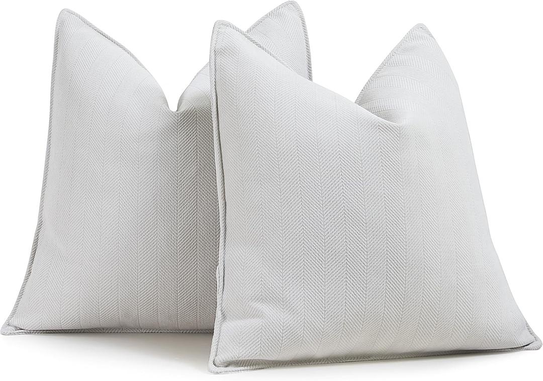 ZWJD Cream Pillow Covers 20x20 Set of 2 Chenille Throw Pillow Covers with Elegant Design Soft and Luxurious Decorative Throw Pillows for Couch, Bed, and Home Decor