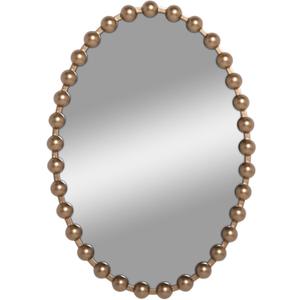 Oval Wall Mirror 28"x20" ,Oval Mirror with Golden Spherical Decorations adorning the Metal Frame, Decorative Golden Oval Mirror for Bathroom Bedroom Living Room Entryway, Vertical/ Horizontal Hanging