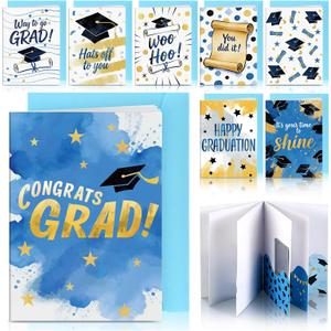 8 Set 2026 Graduation Gift Card Booklet with Envelopes Congratulations Grad Money Holder Assortment Grad Surprise Gift Card Book for Cash Graduate Party Favors Supplies (Graduation)