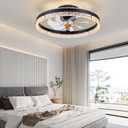 Mpayel 20" Flush Mount Ceiling Fan with RGB Light- Low Profile Modern Fan Light, Dimmable 3CCT 6Wind Speeds, LED-RGB, Bladeless Enclosed Fan with Ambient Light, Bedroom, Kids Room, Party