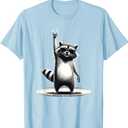 Retro Raccoon Rock Music Gift Men Kids Women Funny Raccoon T-Shirt (Small, Black)