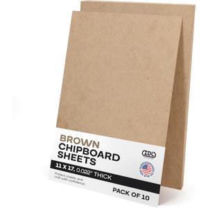 Chipboard Sheets 17" x 11", Pack of 10 - USA-Made Cardboard Sheets