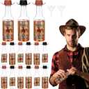 2 x Honeydak 12 Set Mini Cowboy Hats Wine Bottles Western Party Decoration Tiny Cowboy Cowgirl Hat Brown Black Plastic Alcohol Bottles with Funnels for Western Wedding Birthday Bachelorette Favors
