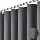 Dynamene Stall Fabric Shower Curtain, 60 x 84 inch Long Waffle Weave Weighted Thick Cloth Shower Curtain for Bathroom, Neutral Heavy Duty Hotel Spa Luxury Bath Curtain Set with 10 Hook, Charcoal Grey