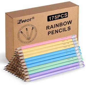 ZWlOT Wood-Cased Pencils, Pre Sharpened Pencils, 175 Count #2 HB Pencil with Eraser Bulk, School Classroom Teacher Supplies Gifts (Pastel Colors)