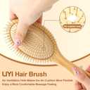 LIYI Bamboo Hair Brush with Stainless Steel Bristles for Hair Growth - Massaging Scalp Detangling Hairbrush for Women, Men & Kids - Wooden Paddle Hairbrush for All Hair Types (Large Oval Bamboo)