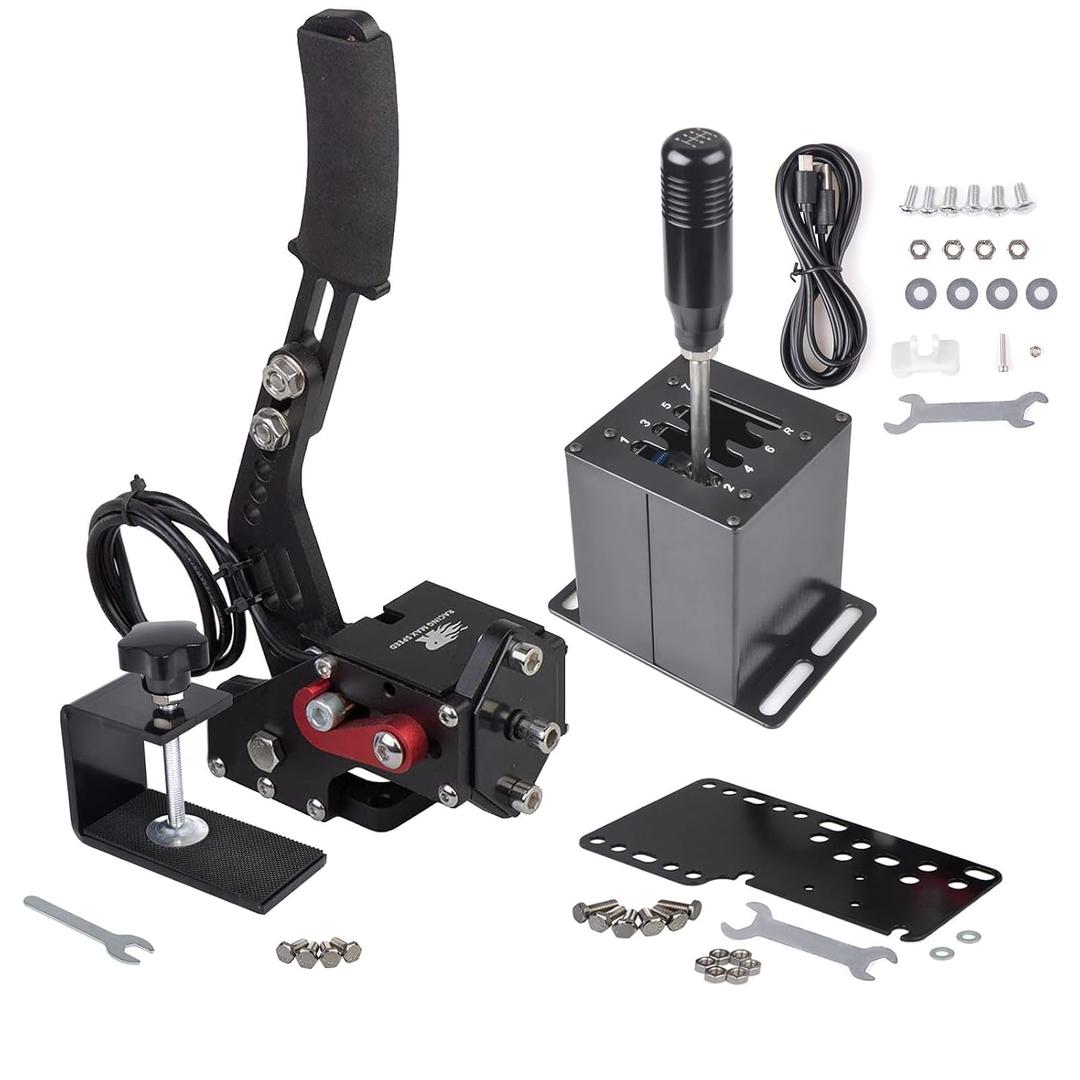 CNRAQR PC USB Handbrake and Racing Game Simulator Shifter 7+R H Gear for Logitech G29 G27 G25 G920 with Thrustmaster T300RS/GT