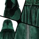 Velvet Hooded Cloak for Adults Full-Length Medieval Cape with Oversized Hood for Halloween Cosplay Gothic Wizard (Black)
