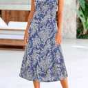 BTFBM Women's Summer Dress Sleeveless Spaghetti Strap Midi Dress Sexy Cowl Neck Floral Cocktail Dress Party Dresses (XL)