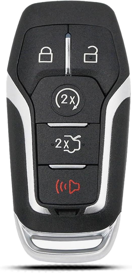 Key Fob Shell Case Replacement Fits for Ford Mustang Fusion Edge Explorer F150 F250 F350 Lincoln MKZ MKX MKC 2014-2017 Keyless Entry Remote Control 5 Button Pad Cover M3N-A2C31243300