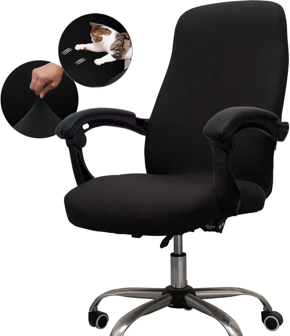 Melaluxe Office Chair Cover - Universal Stretch Desk Chair Cover, Computer Chair Slipcovers (Size: L) - Black (Large)
