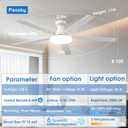Passky 60 Inch White Low Profile Ceiling Fans with Lights and Remote