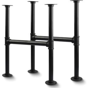 MUZIK 30 Inch Industrial Table Legs, 2 Pack Grey Steel Metal Pipes Vintage Furniture Legs, for Coffee and End Table Legs, 30 in H x 14 in W