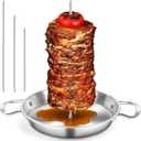 P&P CHEF Shawarma Pan for Grill, Al Pastor Skewer Stainless Steel, 10 Vertical Skewer Pan with 3 Spikes (8/10"/12) for Tacos Al Pastor Chicken, Smoker, Oven Safe & Dishwasher Safe
