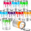 Reallnaive 8 Pcs End of the Year Student Gifts Art Paint Party Favors Supplies Plus Size Clear Empty Paint Cans with Lids Plastic Buckets Transparent Containers for Treats Crafts, 4. 72 x 6. 1 Inch
