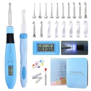 INMAKER Light up Crochet Hooks Ergonomic Soft Grip, Large Counting Crochet Hook Set Digital, Lighted Crochet Needles Kit with Case（Cannot Count Automatically）