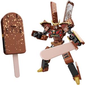 Ice Cream Transforming Toy, 2 in 1 Popsicle Robot Action Figure for Kids & Adults Deformation Toys for Boys Girls Party Favors Gift (Brown)