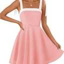 ZESICA Womens Summer Sleeveless Mini Dress Tie Shoulder Square Neck High Waist Swing A Line Short Sundresses, Medium 