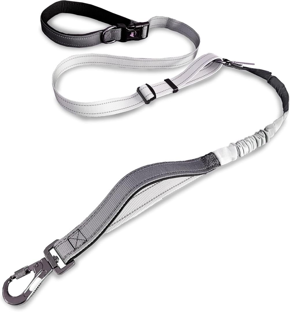 Hands-Free Dog Leash  Adjustable No-Pull Bungee Waist Leash with Car Seatbelt, Perfect for Walking, Jogging, Hiking & Training  Fits Small, Medium, and Large Dogs (Gradient Grey)