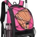 DAFISKY Baseball Bag Softball Backpack - Youth Adult T Ball Bat Equipment Bag with Bat and Helmet Holders, Shoe Compartment and Hook, Pink