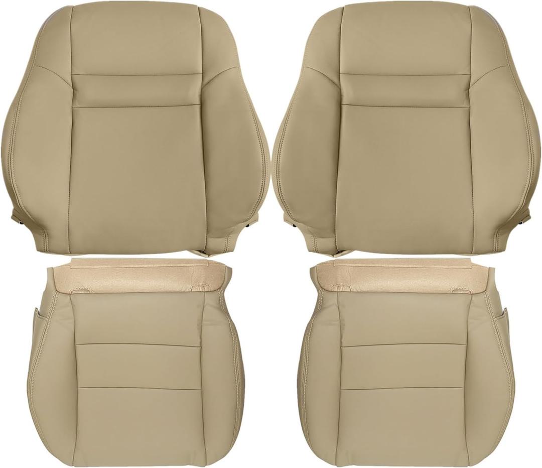 FZJDSD Tan Driver & Passenger Side Bottom & Top Lean Back Microfiber Leather Replacement Seat Covers Compatible with Honda Accord 2003 2004 2005 2006 2007