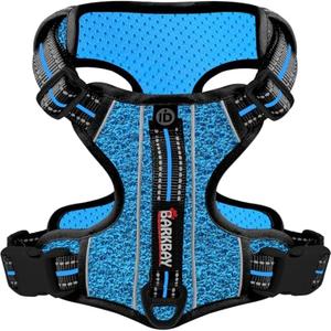 BARKBAY Dog Harness No Pull with ID Tag Pocket - Heavy Duty, Reflective, Easy Control for Large Dogs(Blue/Black,M)