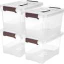 4 Pack-Plastic Storage Bins with Lids and Handle, Clear Plastic Latching Box for Storage, Stackable Storage Containers for Organizing, Multi-Purpose, 6 Quart