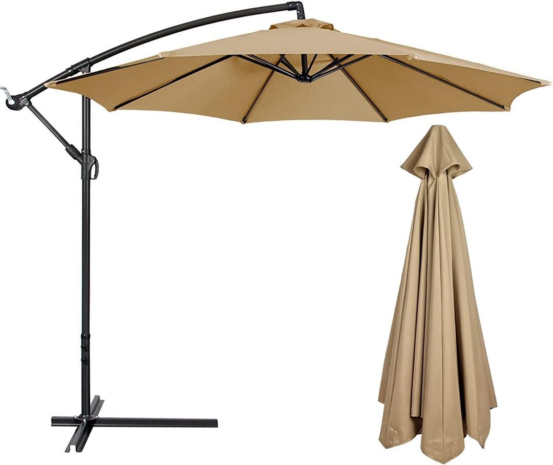 10 FT 6/8 Rib Umbrella Canopy Replacement Outdoor Market Patio Table Umbrella Strong and Thicck Canopy Cover for Backyard Garden Courtyard Swimming Pool Lawn (Canopy ONLY) (Tan)