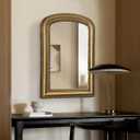 Gold Vintage Mirror Antique Arched Mirror for Entryway Living Room Decor,Wood Frame with Ornate Beaded Decor Mirrors 20"X30" (19.5"X30")