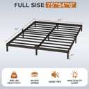 6 Inch Bed Frame Full Size Low Profile, Metal Platform Low Bed Frame, Heavy Duty Support Low Profile Bed Frame, No Box Spring Needed, Noise Free, Easy Assembly, Prevent Mattress from Sliding