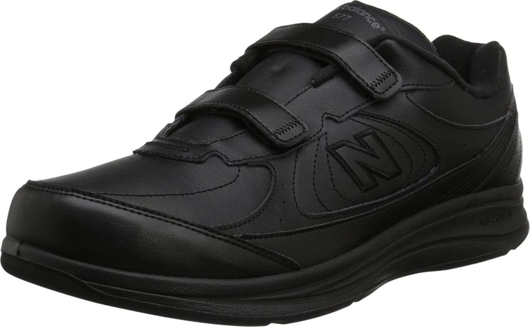 New Balance Men's 577 V1 Hook and Loop Shoes (Black/Black)
