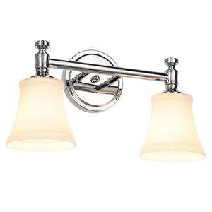 Bathroom Vanity Light Fixtures, Traditional Chrome 2 Lights Wall Sconce Lighting with Opal Glass Shade, Porch Wall Mount Light Fixture for Bathroom, Mirror Cabinets Hallway Stairs