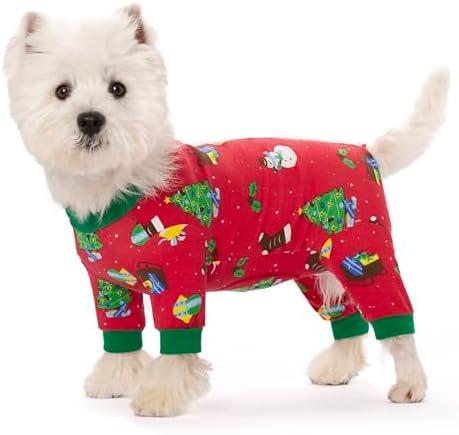 Dog Surgery Recovery Suit for Female Male Dogs, Christmas Dog Onesie Pajamas with Long Sleeve, Xmas Cat Abdominal Wound Bandages Surgical Suit for Shedding Skin Disease, M